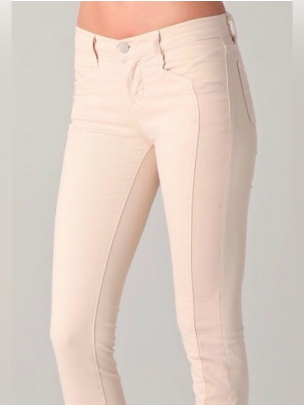 NWT J Brand Kinsey Pieced Skinny Jeans in Cream / Tan Size 26 - Picture 2 of 7
